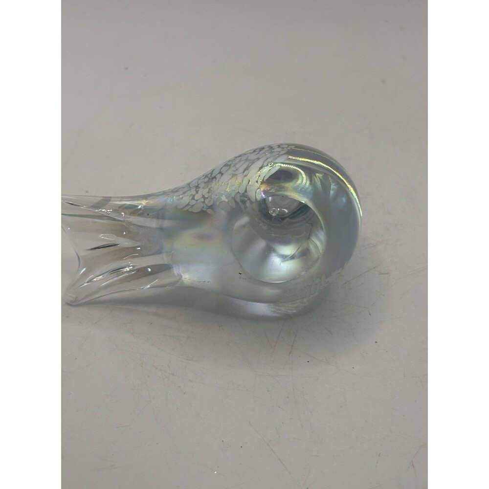 Rainbow Snow Bird Figurine Iridescent Art Glass Matte Finish 5” - Picture 7 of 9